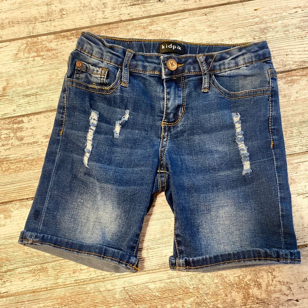 KIDPIK | Bermuda Shorts | Youth Girls 8 | Faded | Denim | Summer